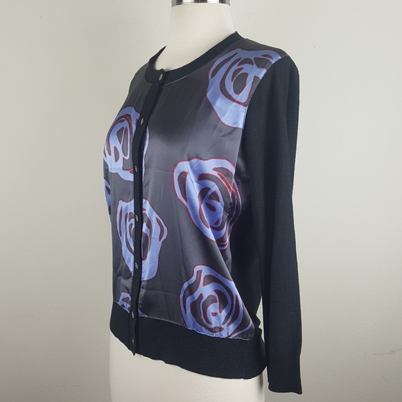 DKNY Blue Petal Print Cardigan sz S - Picture 2 of 7